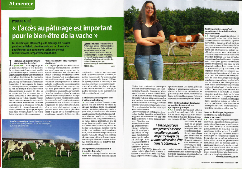 L’éleveur laitier – L’accès au pâturage est important pour le bien-être de la vache