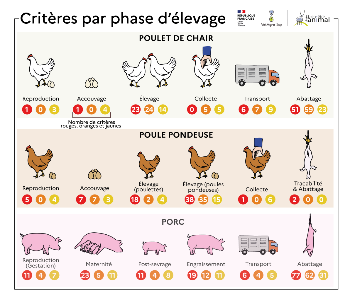 Critères par phase d'élevage